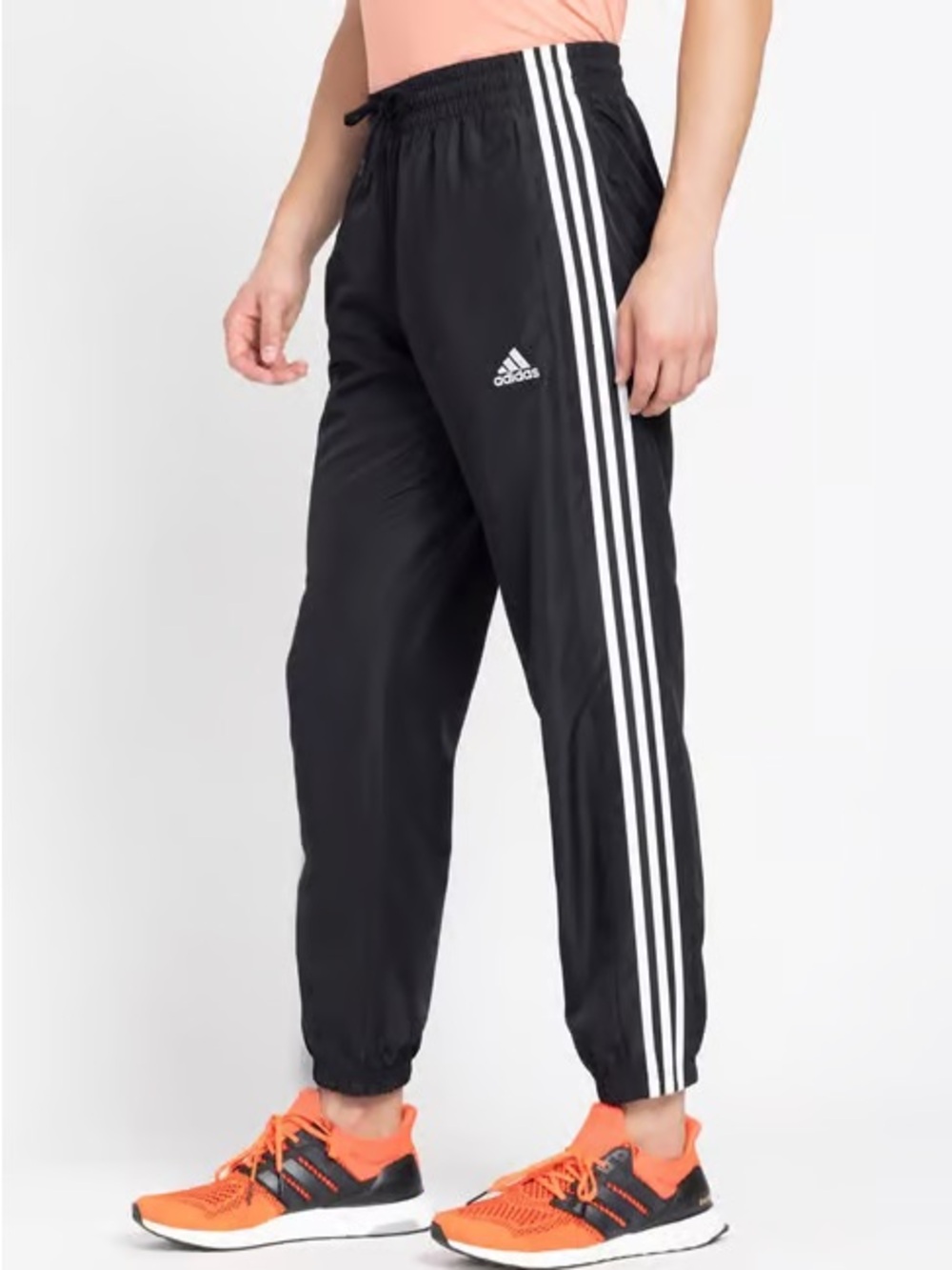 adidas Black Track Pants with White Side Stripes